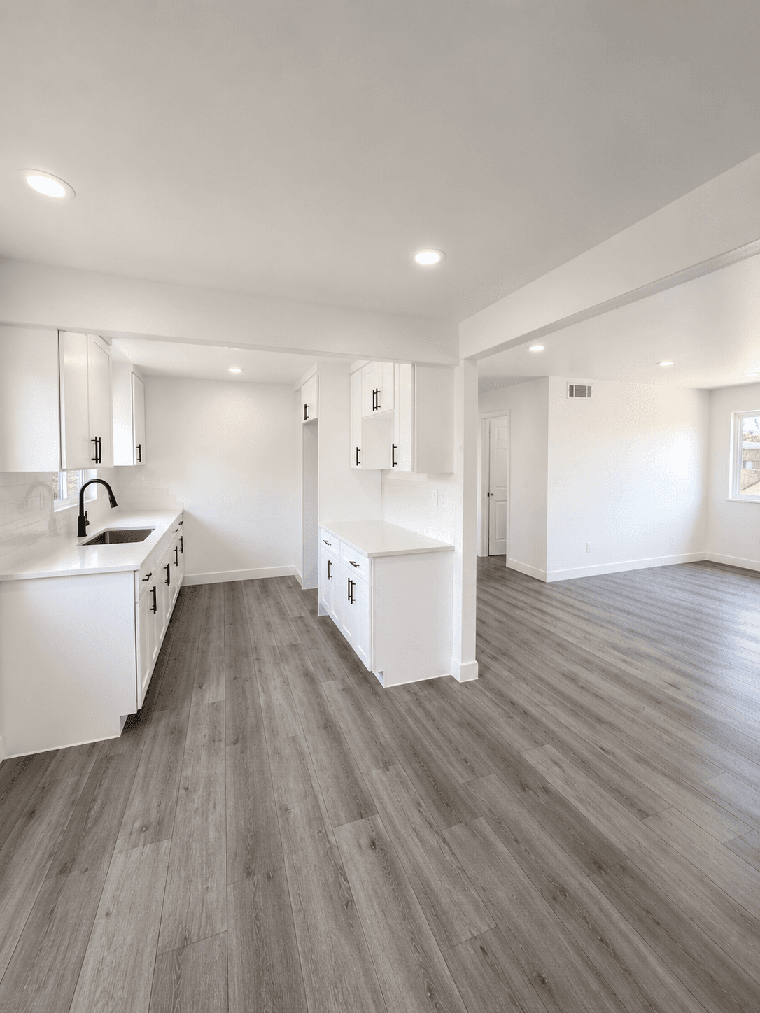 A finished open-plan kitchen and living space
